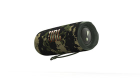 JBL Flip 6 squad camouflage renewed front view highlighting rugged outdoor-ready design