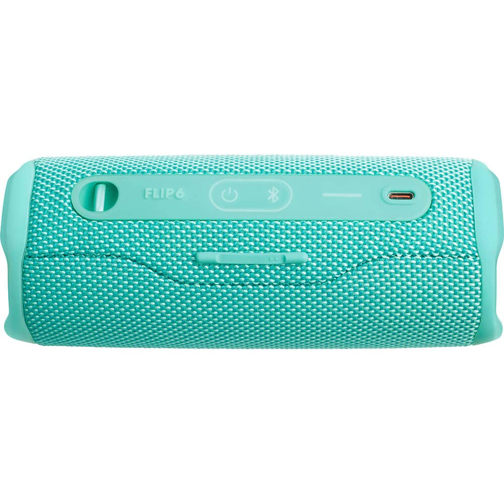 JBL Flip 6 teal lifestyle shot demonstrates PartyBoost for shared sound