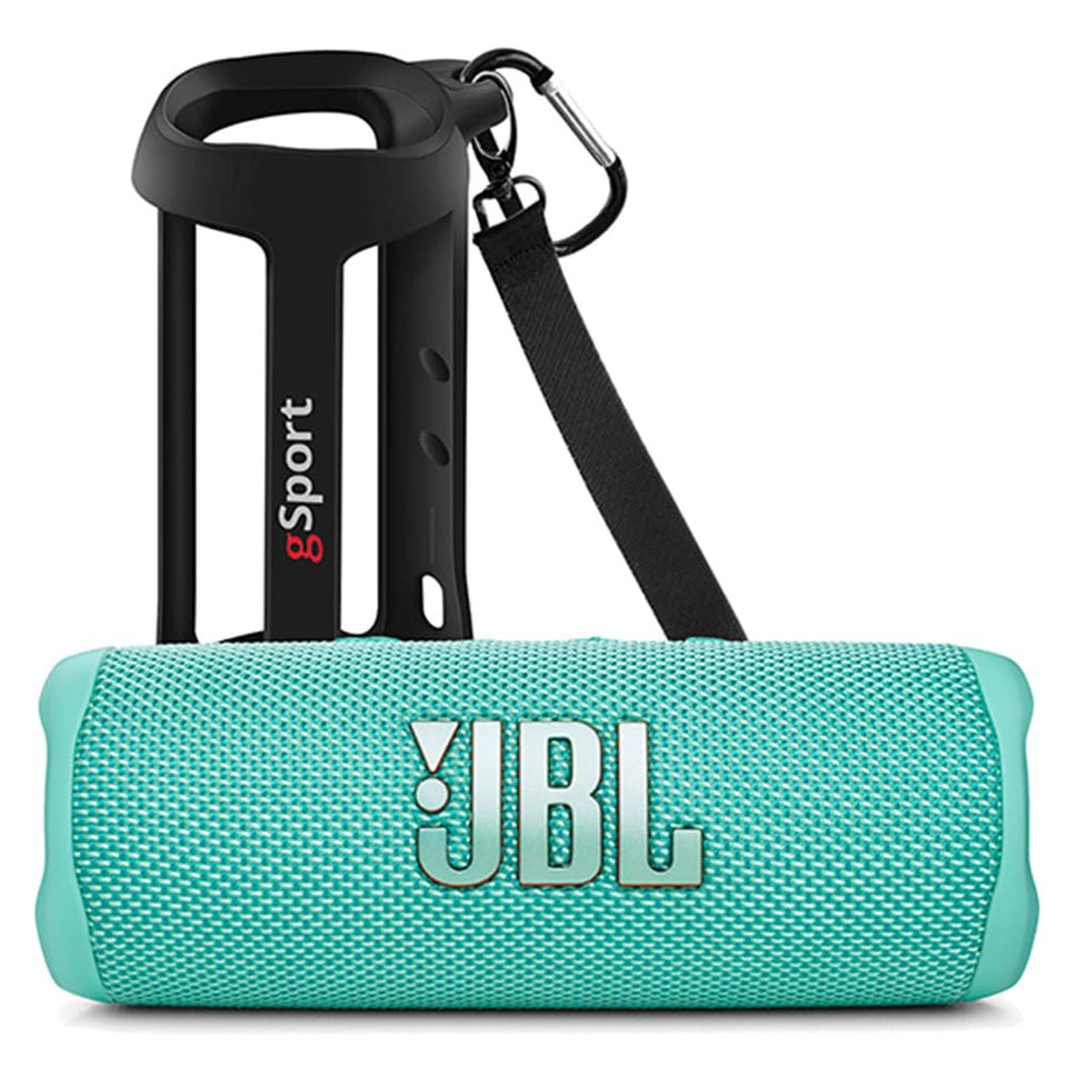 JBL Flip 6 teal speaker with bold sound for outdoor parties.
