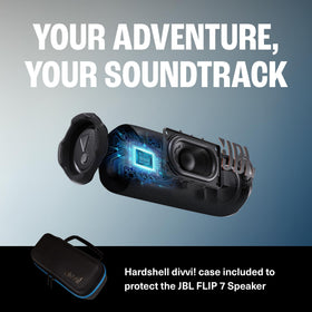 JBL Flip 7 Squad side view emphasizing rugged build and grip.