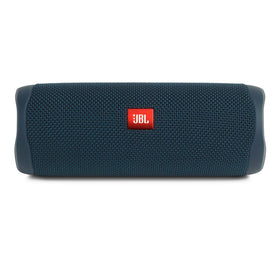 JBL Flip 5 Ocean Blue front view, ideal for on-the-go listening with balanced sound.