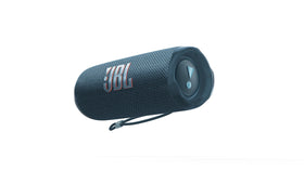 JBL Flip 6 blue front view highlighting powerful portable sound.