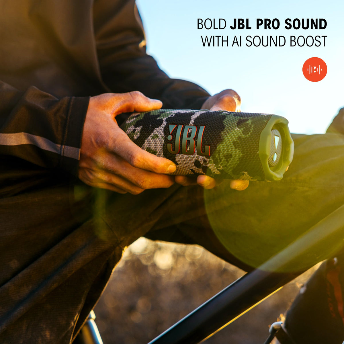 JBL Flip 7 Auracast multi-speaker setup expands listening area.