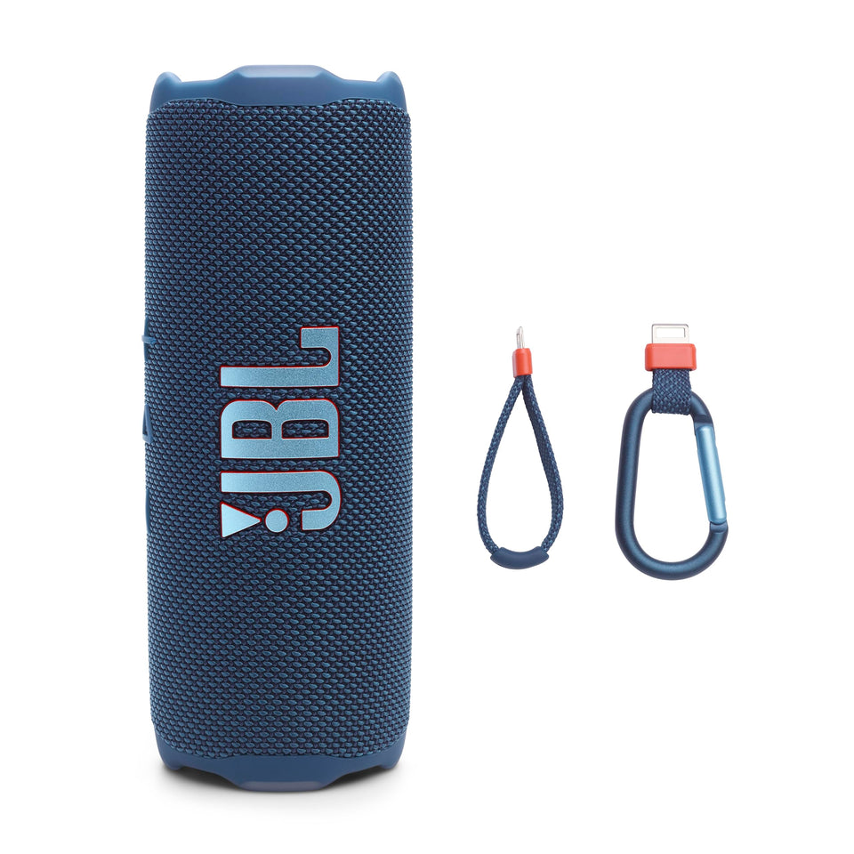 JBL Flip 7 blue front view showing portable design and bold sound on the go
