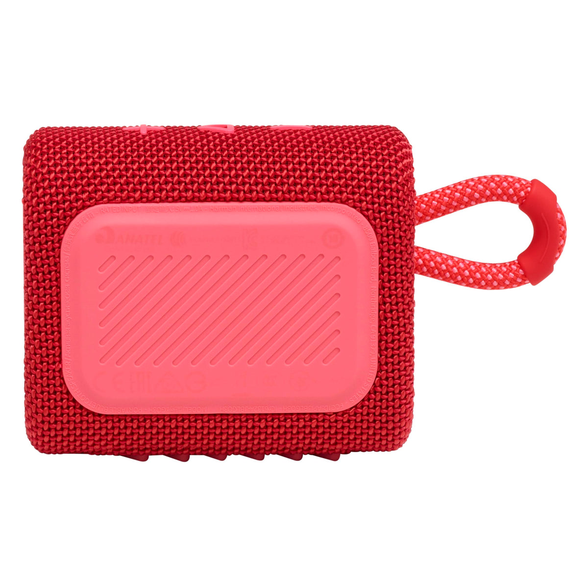 JBL Go 3 fabric grille close-up highlighting texture and durable protection benefit