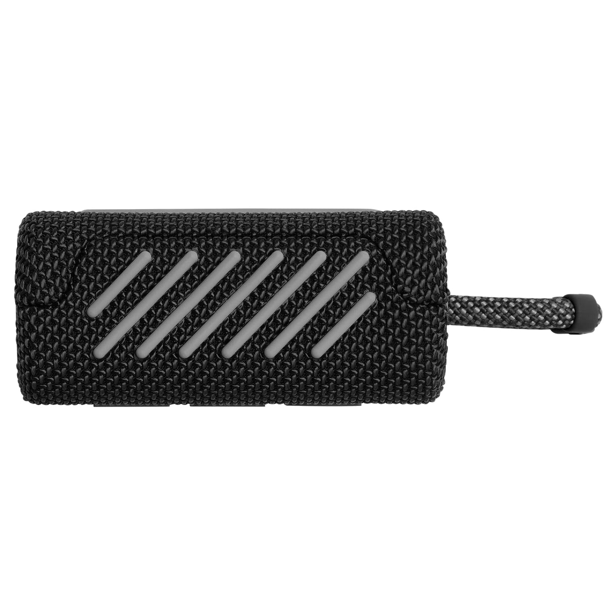 JBL Go 3 attached to backpack lifestyle shot showing travel convenience