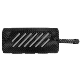 JBL Go 3 attached to backpack lifestyle shot showing travel convenience