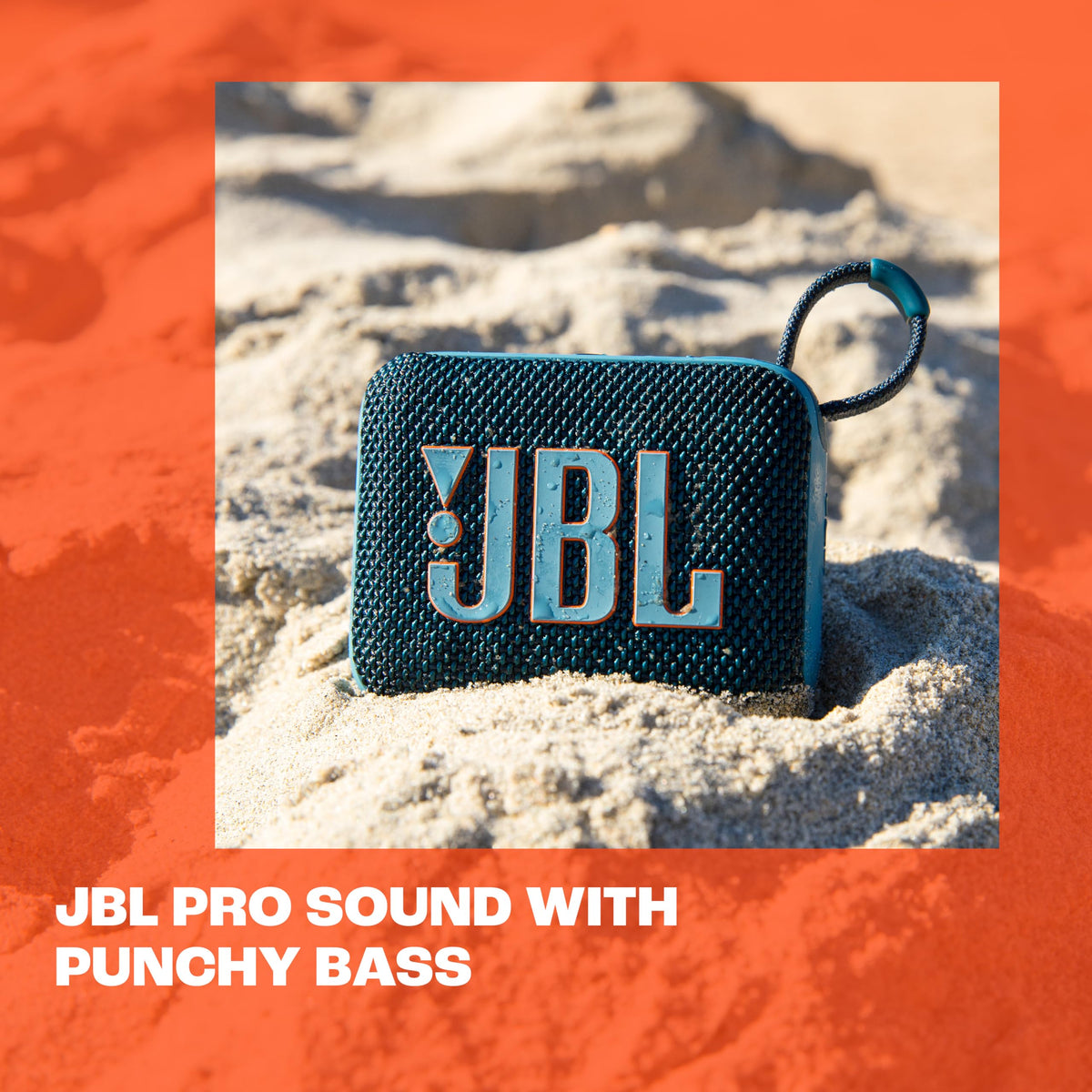 JBL Go 4 battery indicator close-up showing long playtime convenience