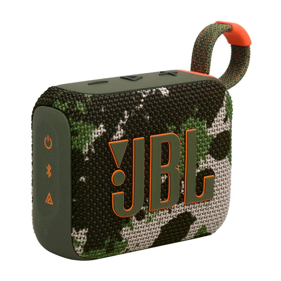 JBL Go 4 front view showing speaker and controls for powerful portable sound