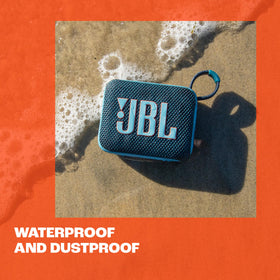 JBL Go 4 packaging showing FSC-certified box and recycled materials signage
