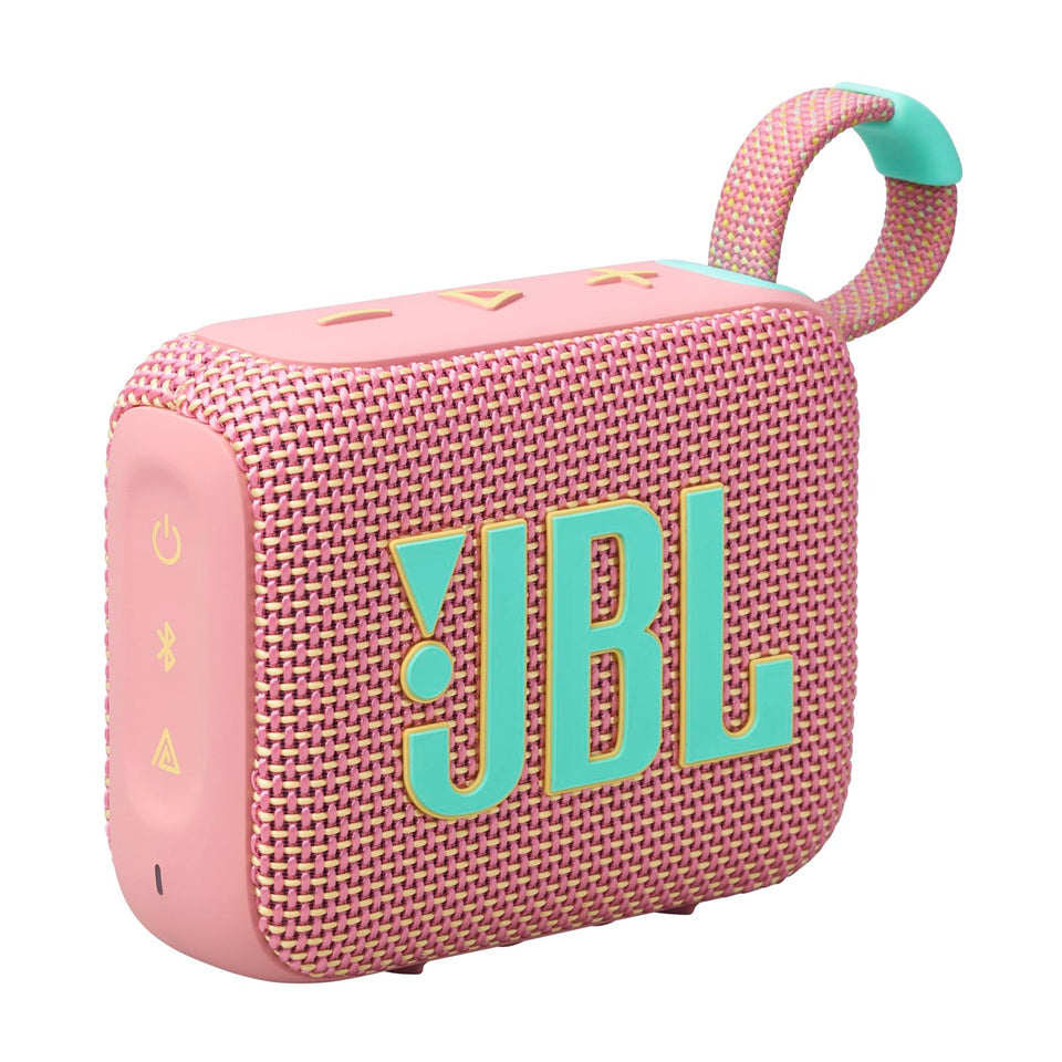 JBL Go 4 front view showing speaker grille and bold color, great portable sound