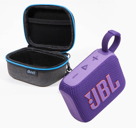 JBL GO 4 front view showing speaker grille and vibrant purple finish for clear sound