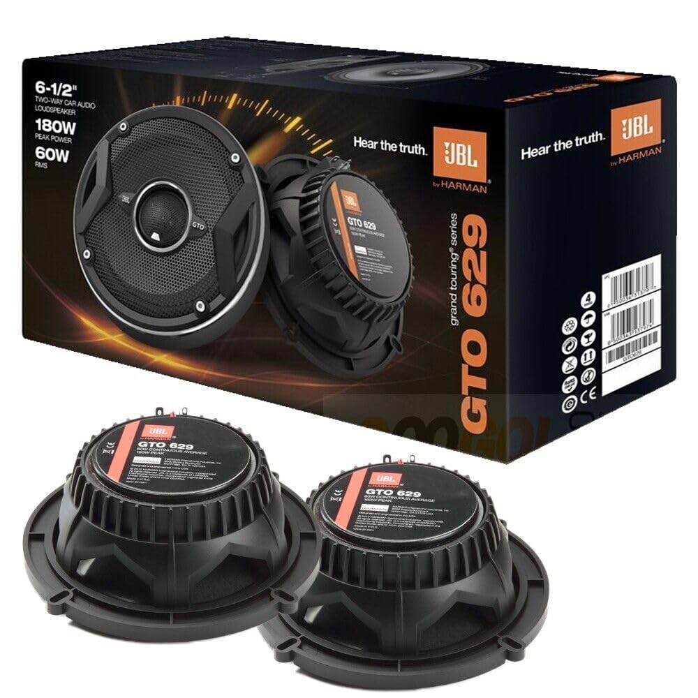 JBL GTO629 6.5-inch car speakers deliver clear highs and reliable power for factory replacements.