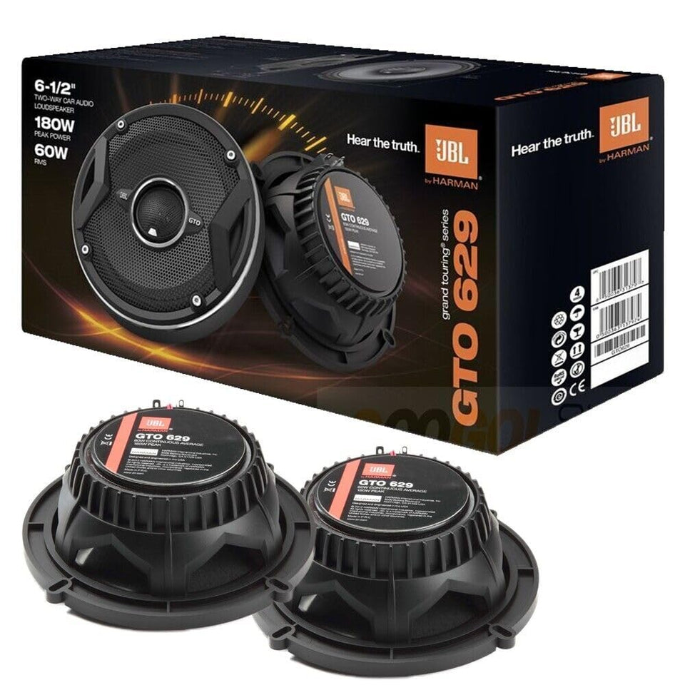 JBL GTO629 6.5-inch car speakers deliver clear highs and reliable power for factory replacements.