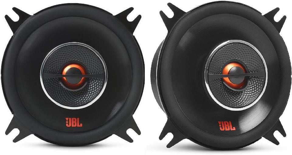 JBL GX402 4-inch coaxial speaker cone and tweeter delivering crisp highs.