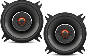 JBL GX402 4-inch coaxial speaker pair shows balanced mids for in-car listening.