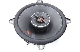 Grille and cover visuals showcase JBL GX528 branding and protective styling for car interiors.