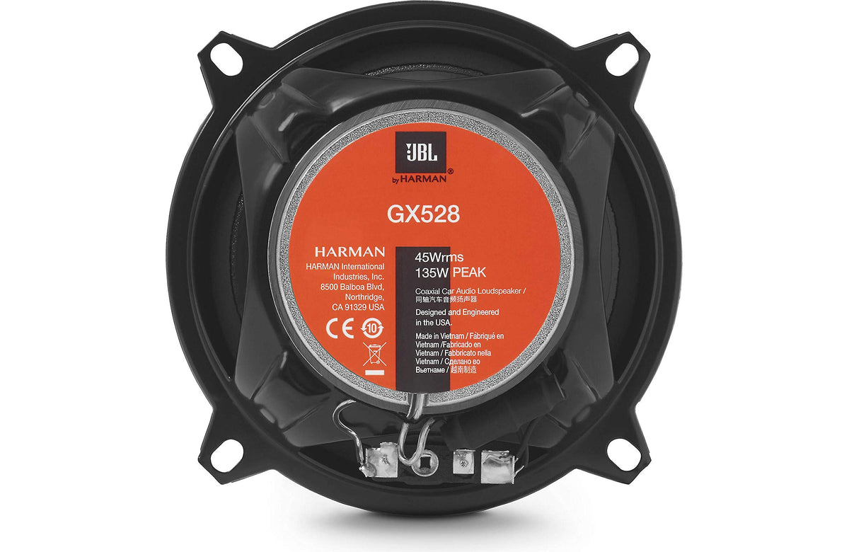 JBL GX528 terminals highlight secure wiring and reliable connectivity during installation.