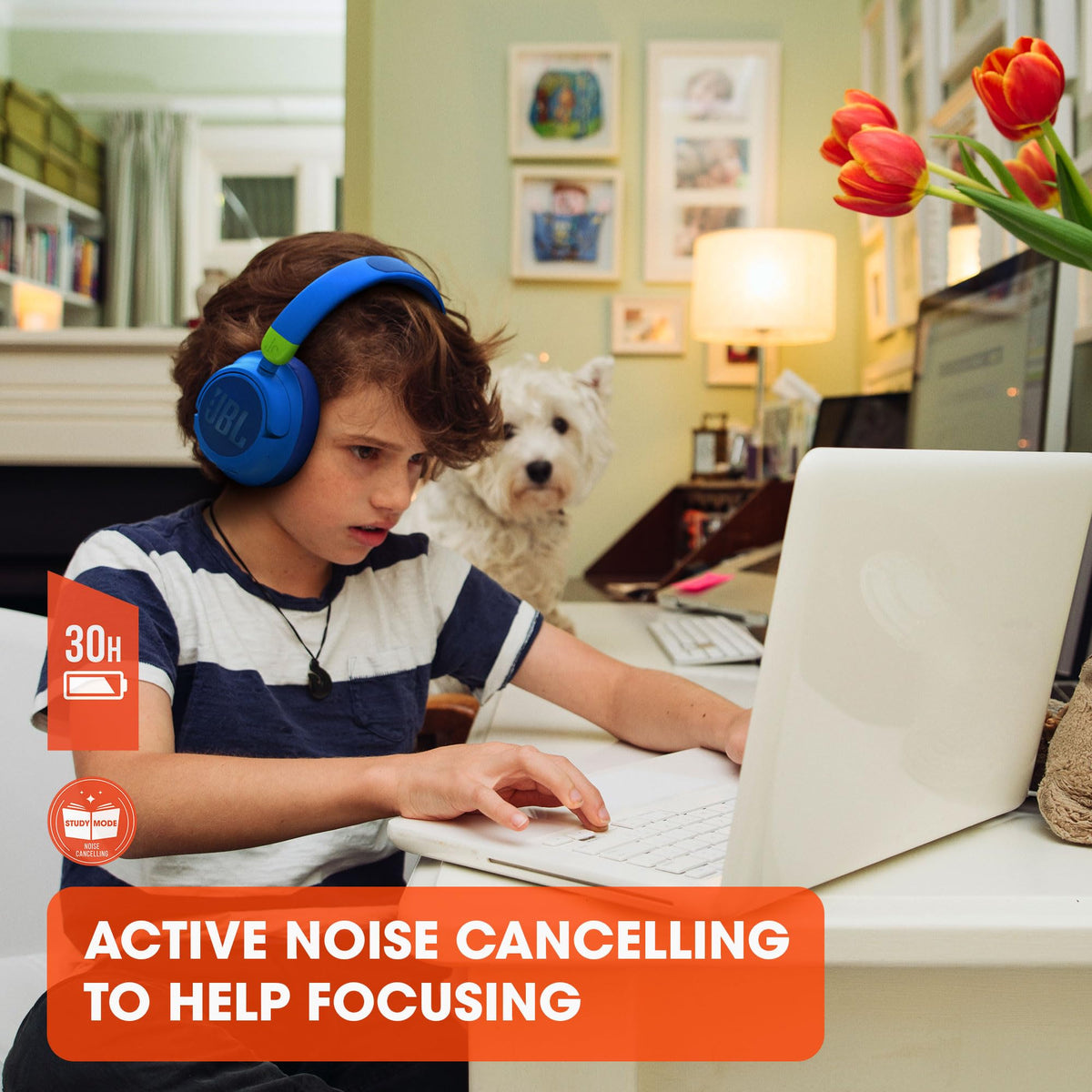 JBL JR 460NC close-up of buttons and mic for simple child-friendly controls