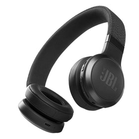 JBL Live 460NC front view showing compact black on-ear design and travel benefit