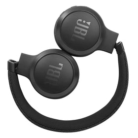 JBL Live 460NC with audio cable and USB-C cable displaying included accessories