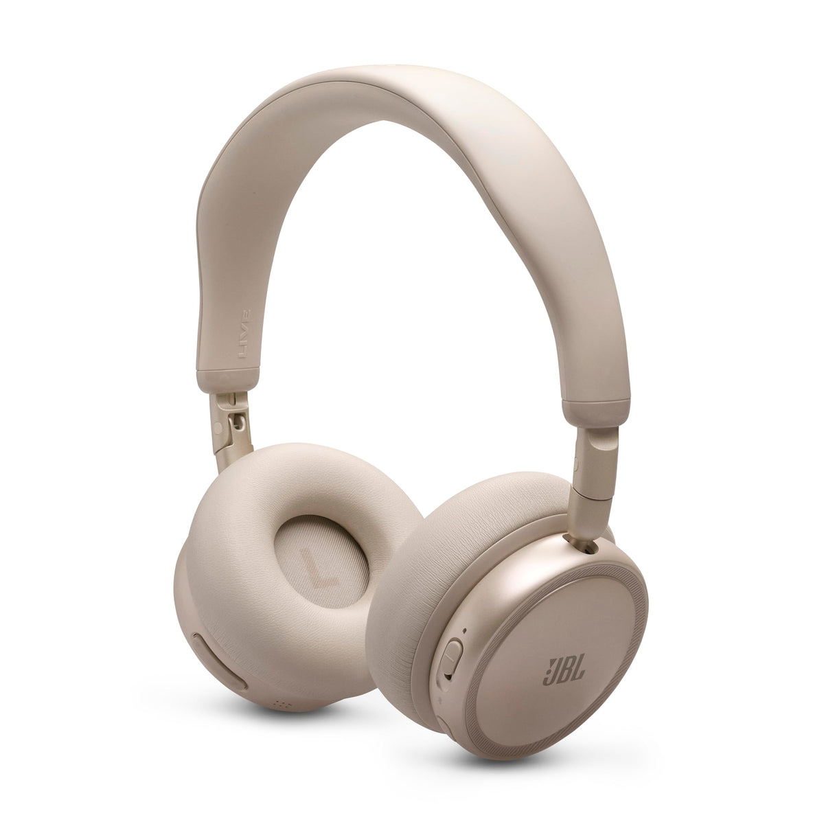 JBL Live 680NC stylish champagne design and durable hinge.