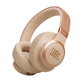 JBL Live 770NC sandstone headphones worn on ears for immersive daily listening