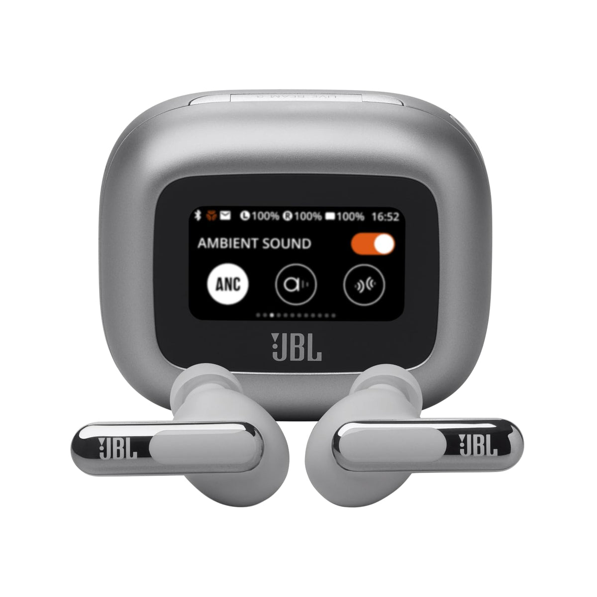 JBL Live Beam 3 charging case top view for convenient wireless charging on the move