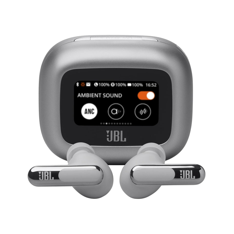 JBL Live Beam 3 charging case top view for convenient wireless charging on the move