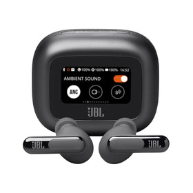 JBL Live Beam 3 case display for app-free control of volume and EQ.