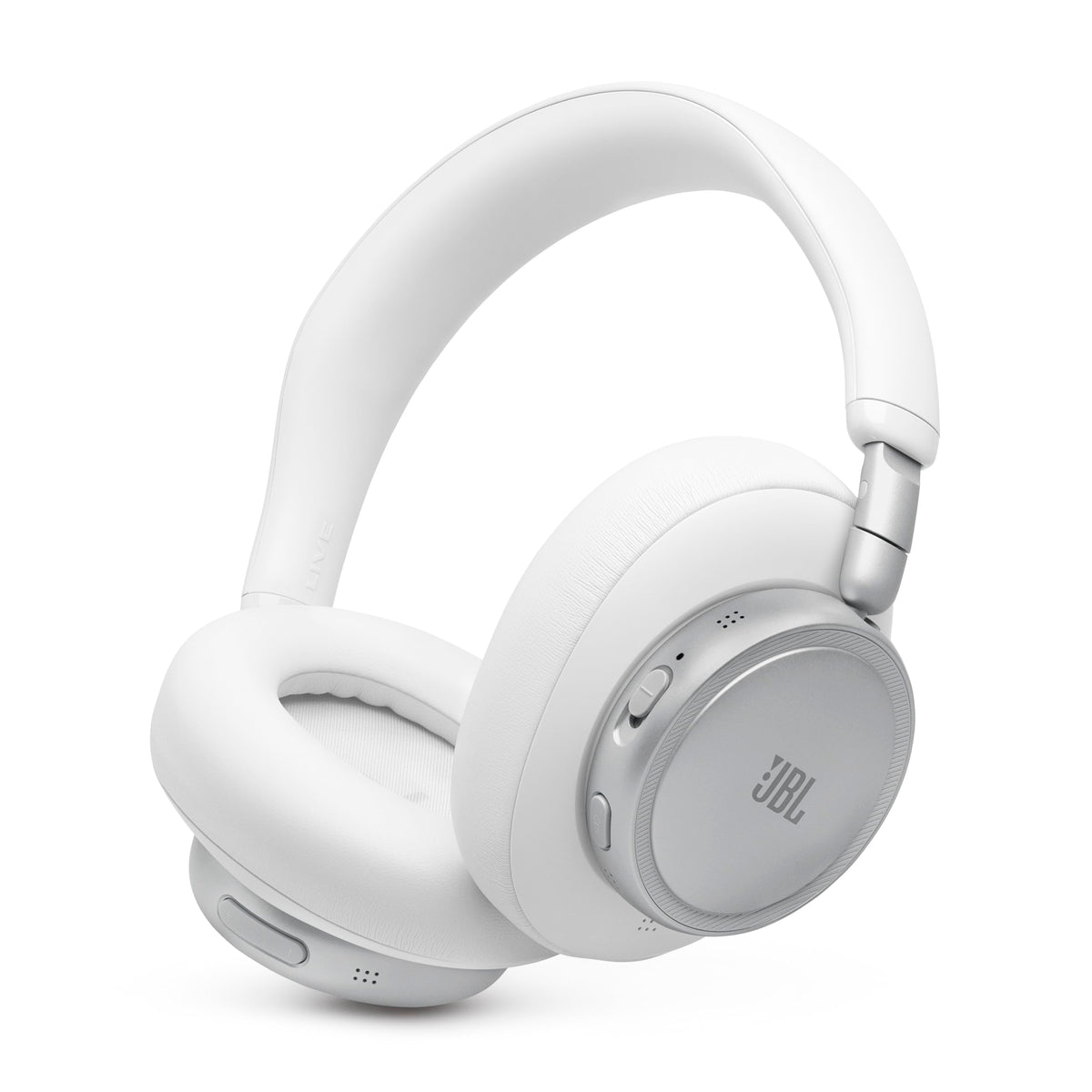 JBL Live 780NC over-ear headphones folded in a soft pouch for travel convenience.