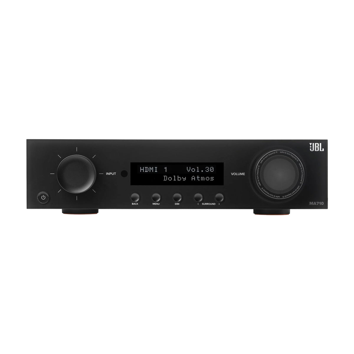 JBL MA710 rear panel ports reveal six HDMI inputs and eARC connectivity.