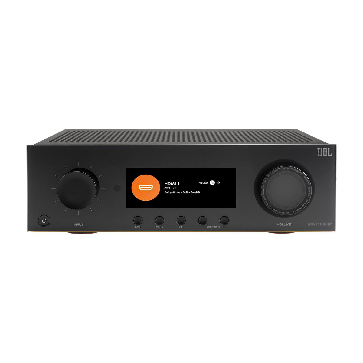 JBL MA7100HP HDMI ports highlight flexible input options for devices.