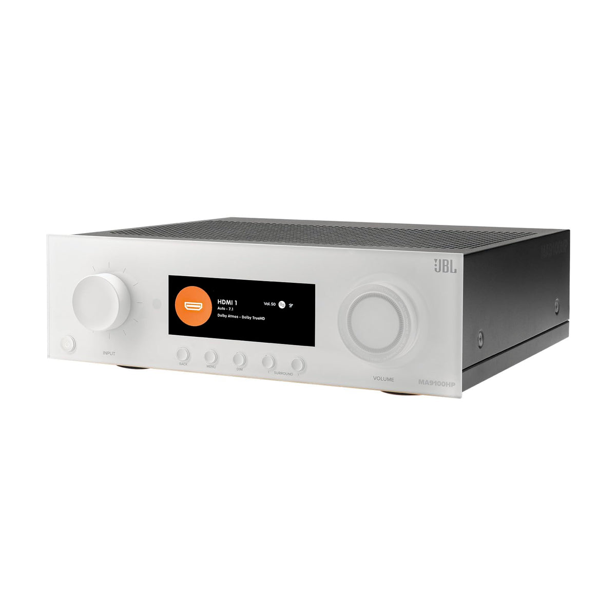 JBL MA9100HP front view, premium AV hub ready to power immersive cinema