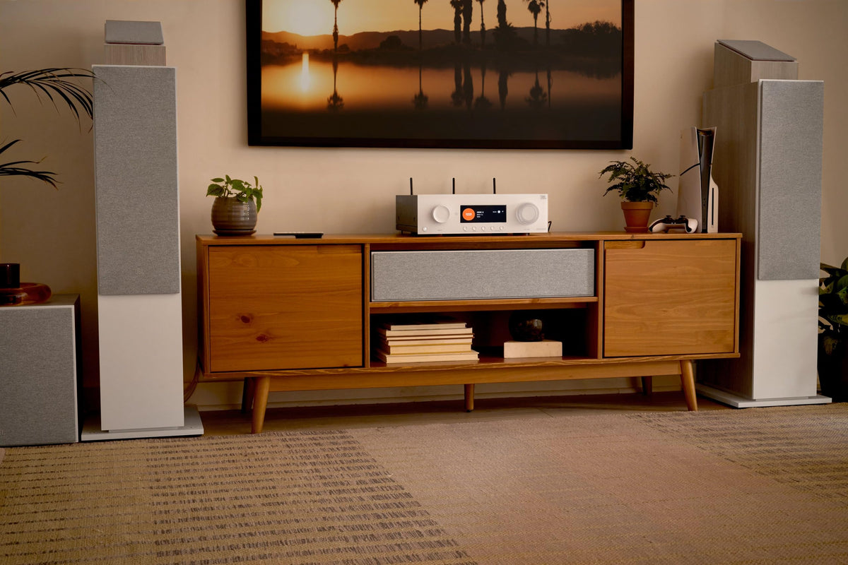 JBL MA9100HP living room setup illustrating integrated home theater and music