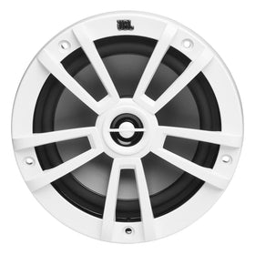 JBL marine speaker white grille-detail showing weatherproof grille.