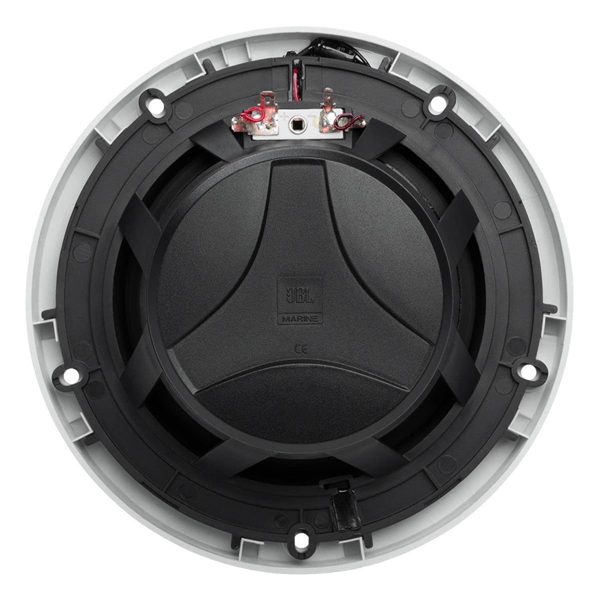 JBL marine speaker white side-profile with slim form factor.