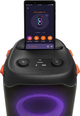 JBL PartyBox 110 on the beach, IPX4 splashproof protection