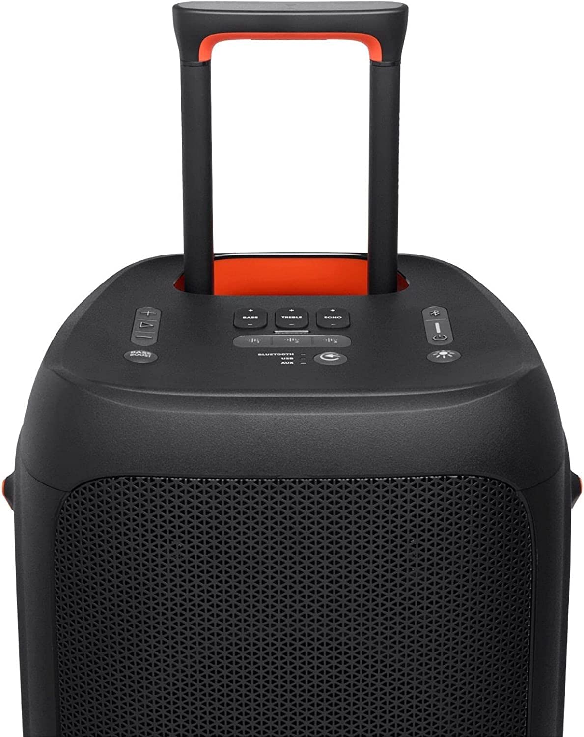JBL PartyBox 310 built-in mic and guitar inputs support live performances.