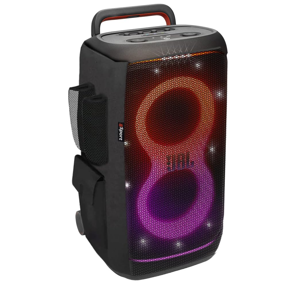JBL PartyBox 520 front view with immersive sound and bold lighting