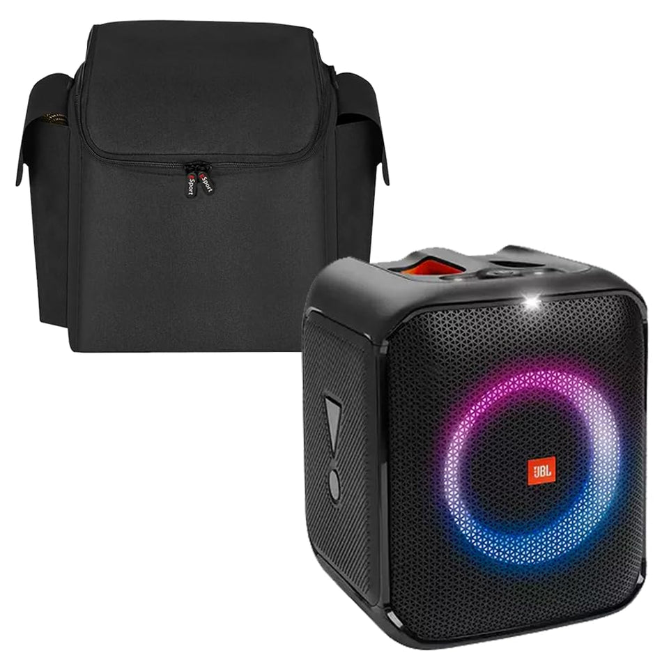 JBL PartyBox Encore Essential front view delivers bold bass for outdoor gatherings.