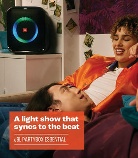 JBL PartyBox Encore Essential IPX4 splash-proof design handles beach and poolside fun.