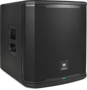 JBL PRX915XLF front view highlights rugged birch enclosure for road-ready bass performance.