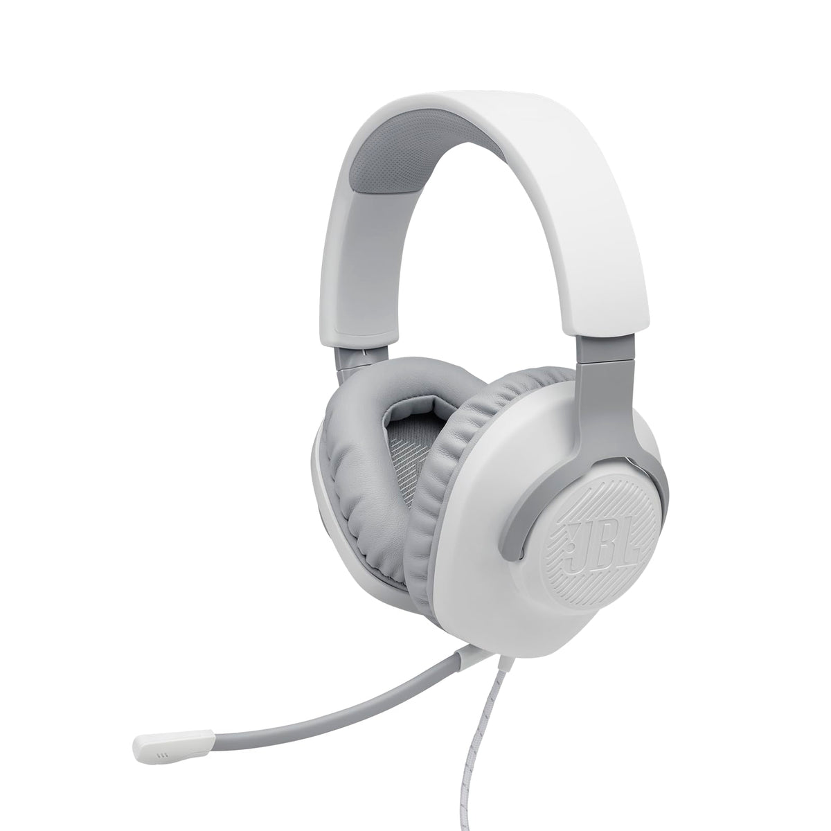 JBL Quantum 100 3.5 mm jack connection cable demonstrating universal compatibility