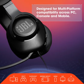 JBL Quantum 100 memory foam ear cushion close-up for long-session comfort