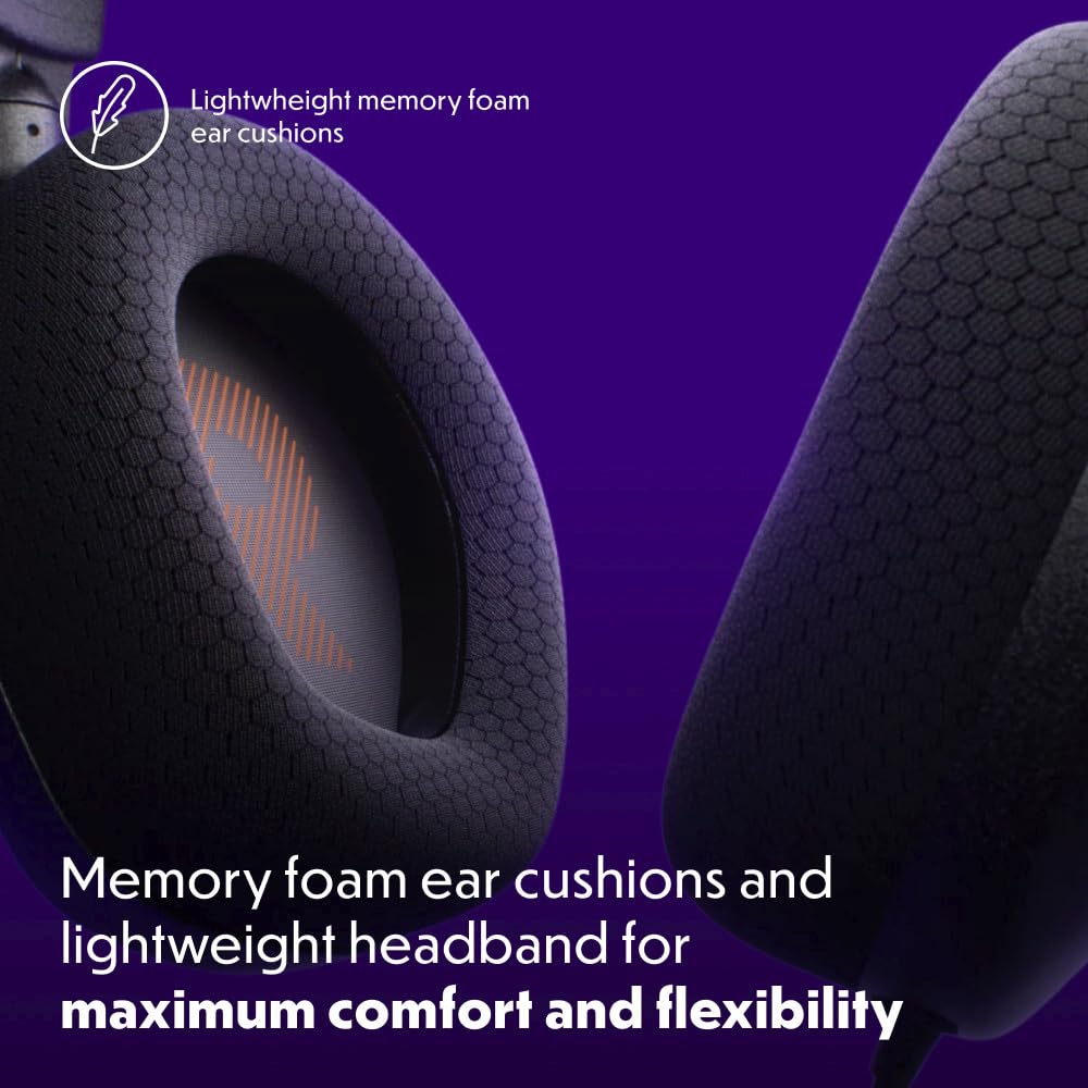 JBL Quantum 100M2 ear cushion close-up showing memory foam and breathable fabric for comfort