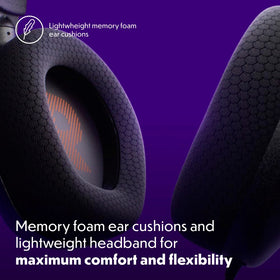 JBL Quantum 100M2 ear cushion close-up showing memory foam and breathable fabric for comfort