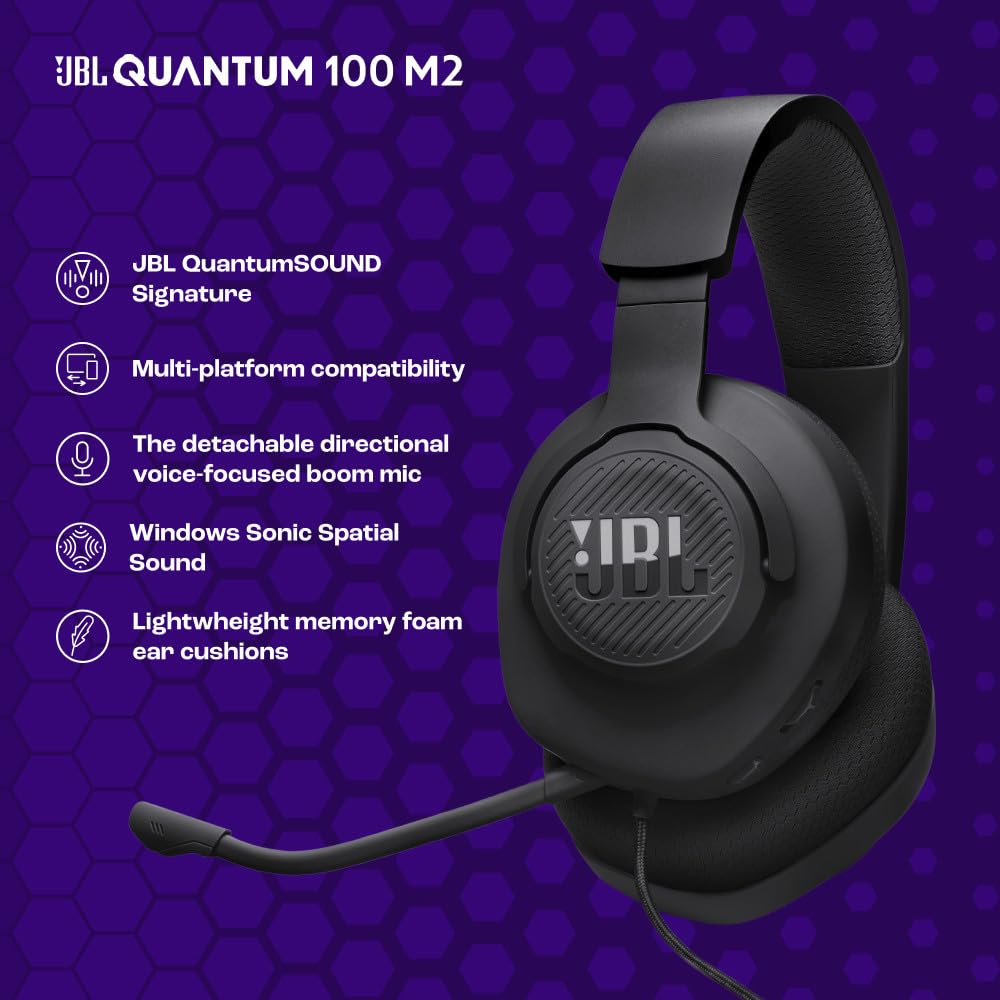 JBL Quantum 100M2 fabric texture close-up illustrating breathable material that reduces heat