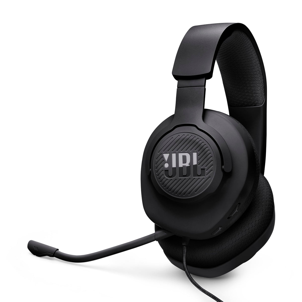JBL Quantum 100M2 front view showing sleek headset and clear branding, enhances immersion