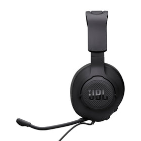 JBL Quantum 100M2 scale comparison placed next to controller showing compact, travel-ready size